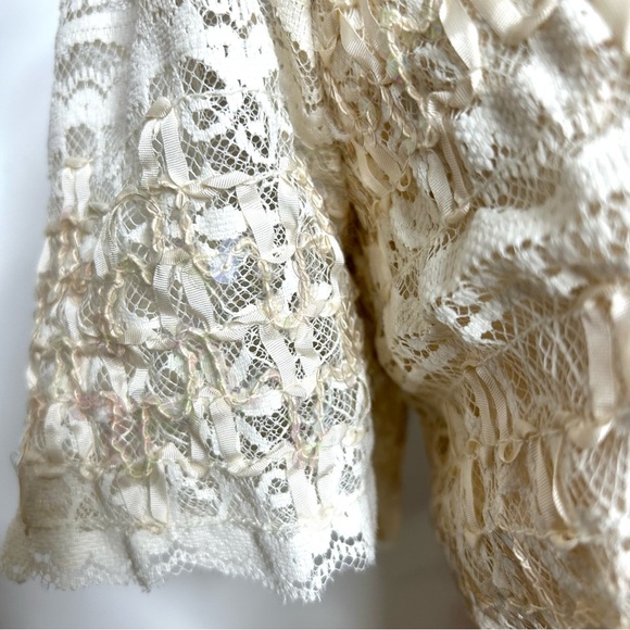 Vintage Ivory Lace Dress Sequin Square Neck Fit & Flare Bridal by Lillie Rubin - Picture 7 of 10